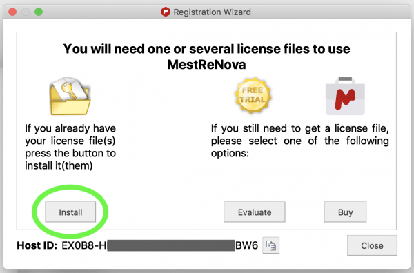 MNova License Install Window1